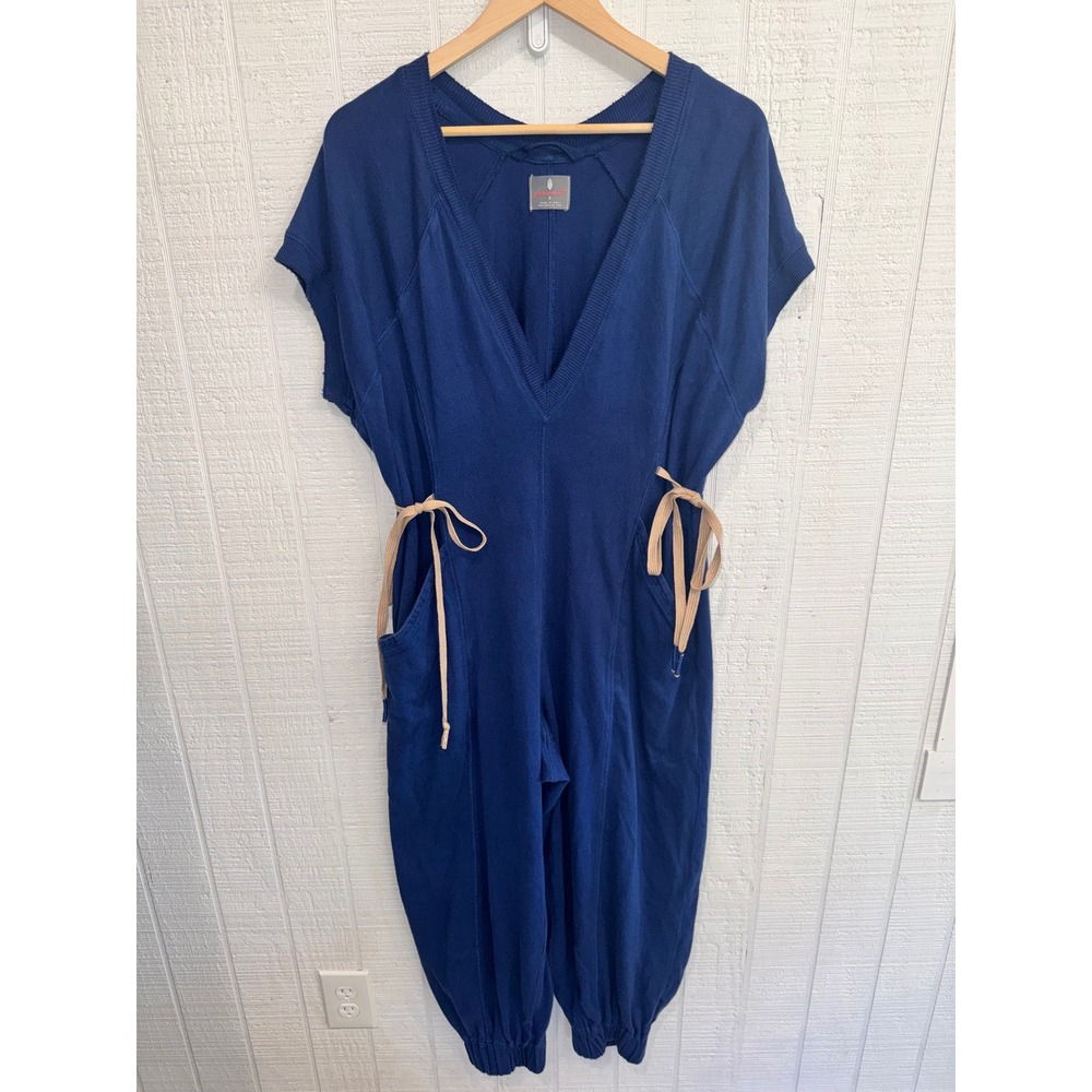 FP Movement Hot Shot Jumpsuit Women Blue Side Tie Harem Romper Small